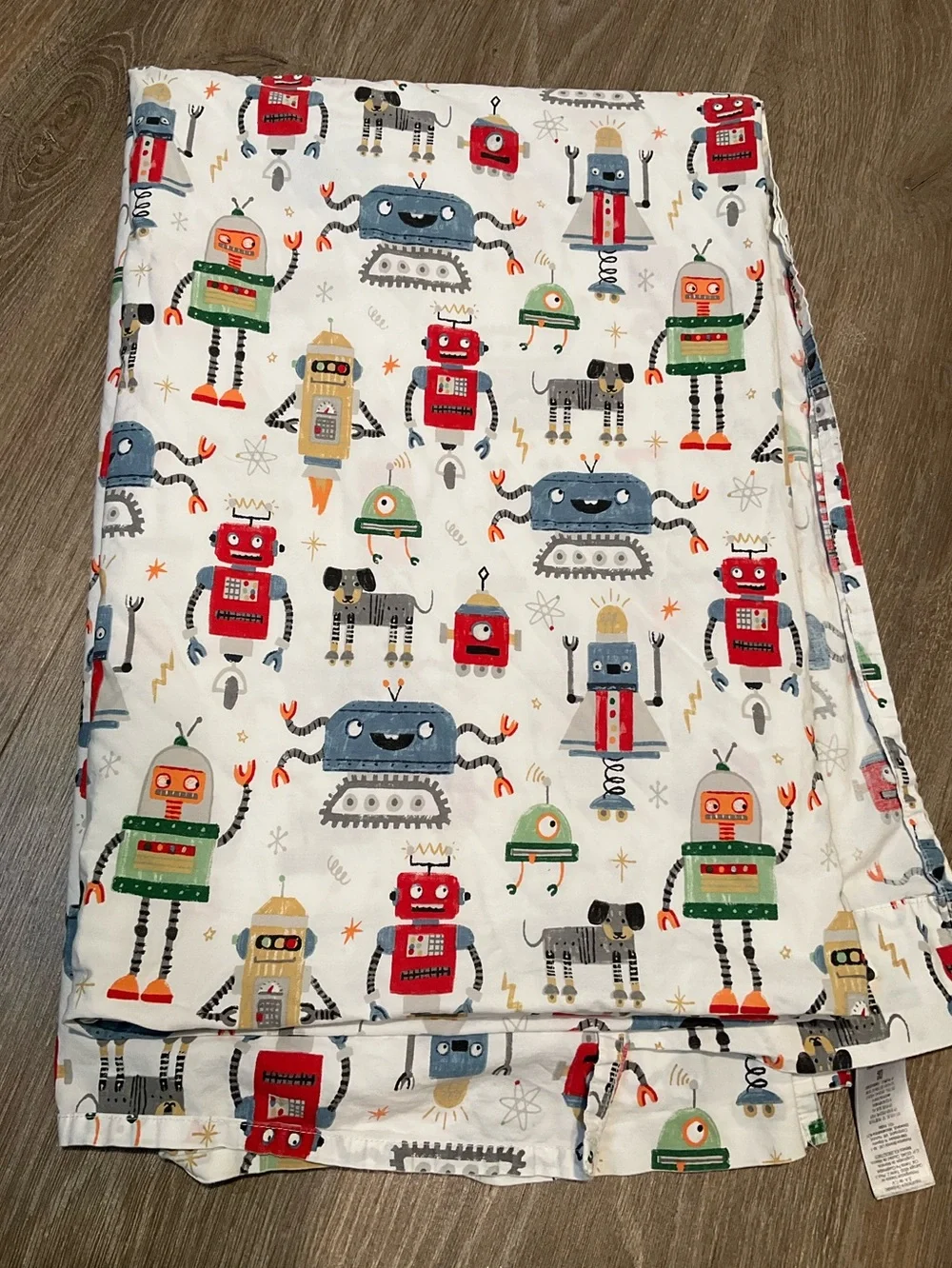Pottery Barn Kids Robots themed 1 twin flat sheet